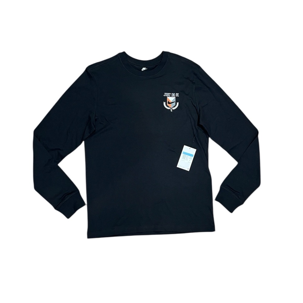 NWT Nike Men’s Black Long Sleeve Shirt The Nike Tee with Logo Size M